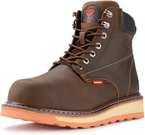 SUREWAY 6 Mens Heavy Duty Soft/Steel Toe Work Boots for Men,Goodyear Welt,Extremely Comfortable Durable Proved,Oil/Slip Resistant,Thicker Leather,Wedge Sole,EH Safety Industrial Construction Boots