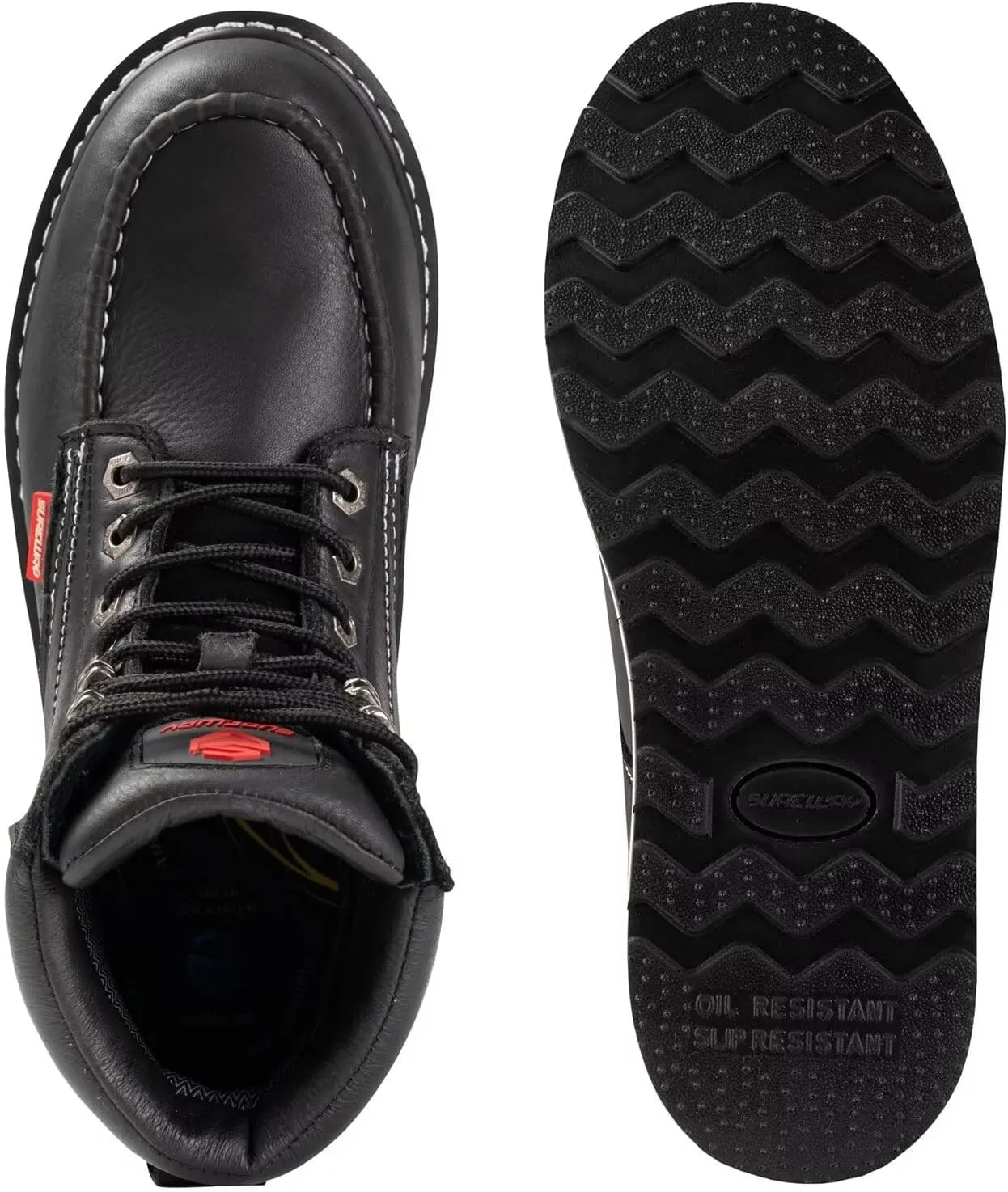 SUREWAY 6 Mens Heavy Duty Steel/Composite/Soft Toe Work Boots for Men,Comfortable & Durable,Goodyear Welt,Full Grain Leather,Oil/Slip Resistant,Wedge Moc Toe Industrial Construction Boots/Shoes