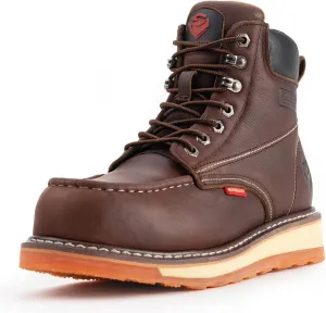 SUREWAY 6 Mens Heavy Duty Steel/Composite/Soft Toe Work Boots for Men,Comfortable & Durable,Goodyear Welt,Full Grain Leather,Oil/Slip Resistant,Wedge Moc Toe Industrial Construction Boots/Shoes