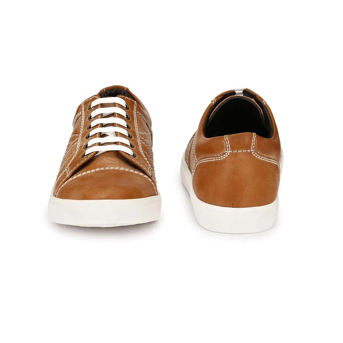Tan Burnish Lace-up Sneakers