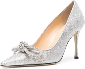 Tang'scuisins Rhinestone Bow Knot Stiletto High Heels Pumps Closed Pointed Toe Slip On Chic Party Dress Evening Shoes Size 4-16 US