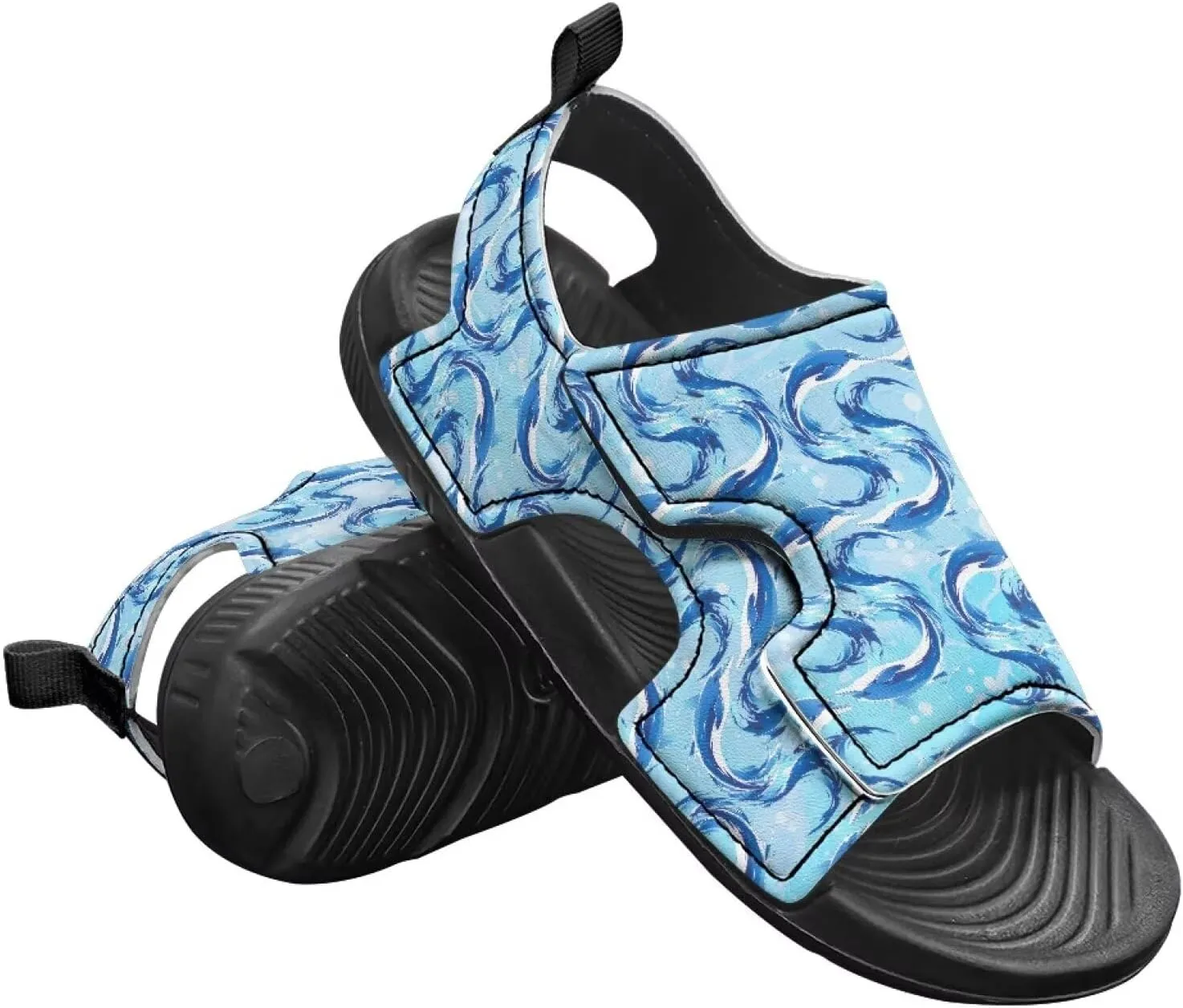 Toddler Boys Hook and Loop Sandals with Print, Non-slip, Stable, Lightweight, for Playing and Walking