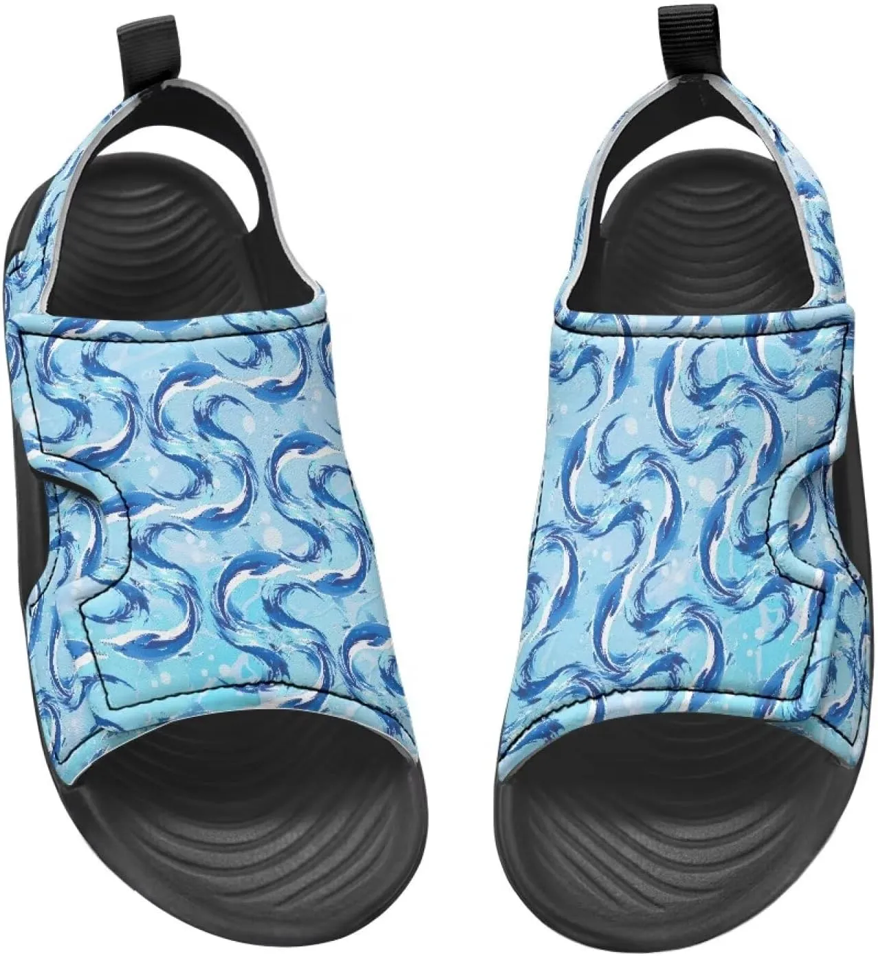 Toddler Boys Hook and Loop Sandals with Print, Non-slip, Stable, Lightweight, for Playing and Walking