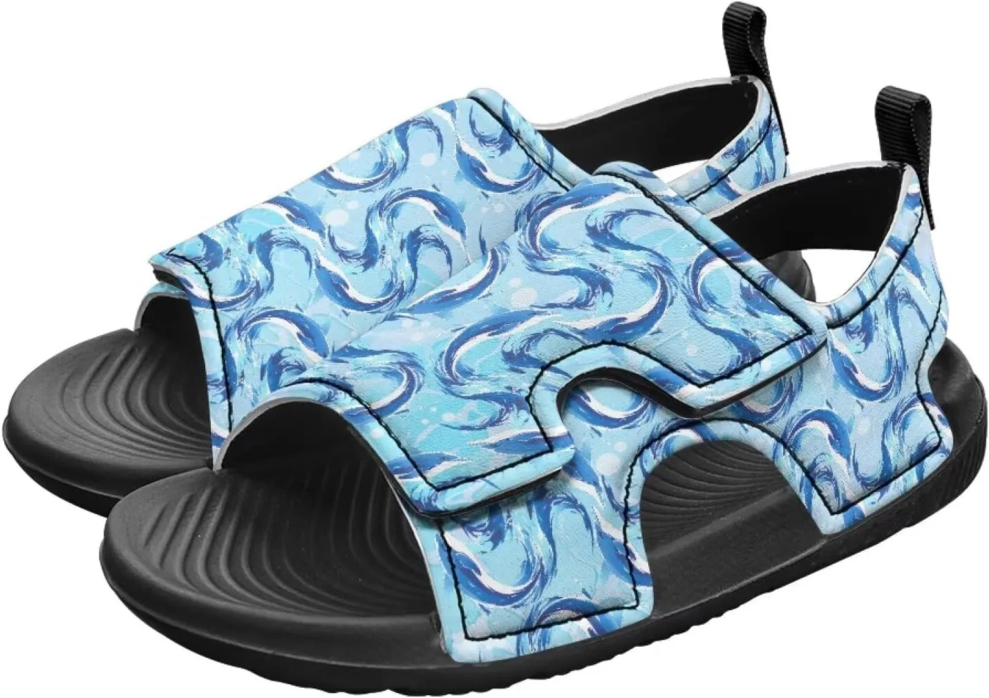 Toddler Boys Hook and Loop Sandals with Print, Non-slip, Stable, Lightweight, for Playing and Walking