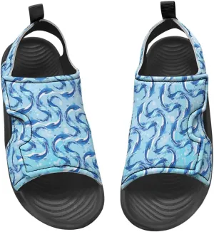 Toddler Boys Hook and Loop Sandals with Print, Non-slip, Stable, Lightweight, for Playing and Walking