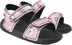 Toddler Girls' Double Hook and Loop Sandals with Print, Anti-Slip, Comfort, Stable for Learning Walking, Beach