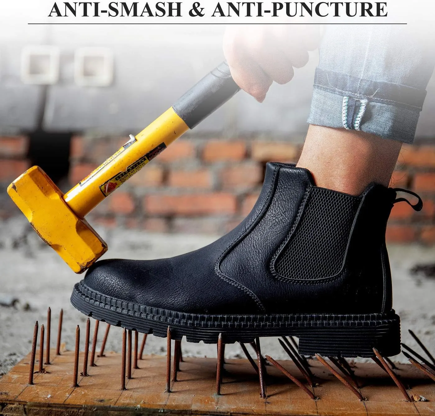 U-lite Steel Toe Safety Work Shoes for Men, Water-Proof Puncture-Proof Durable Indestructible Industrial Construction Outdoor Boots