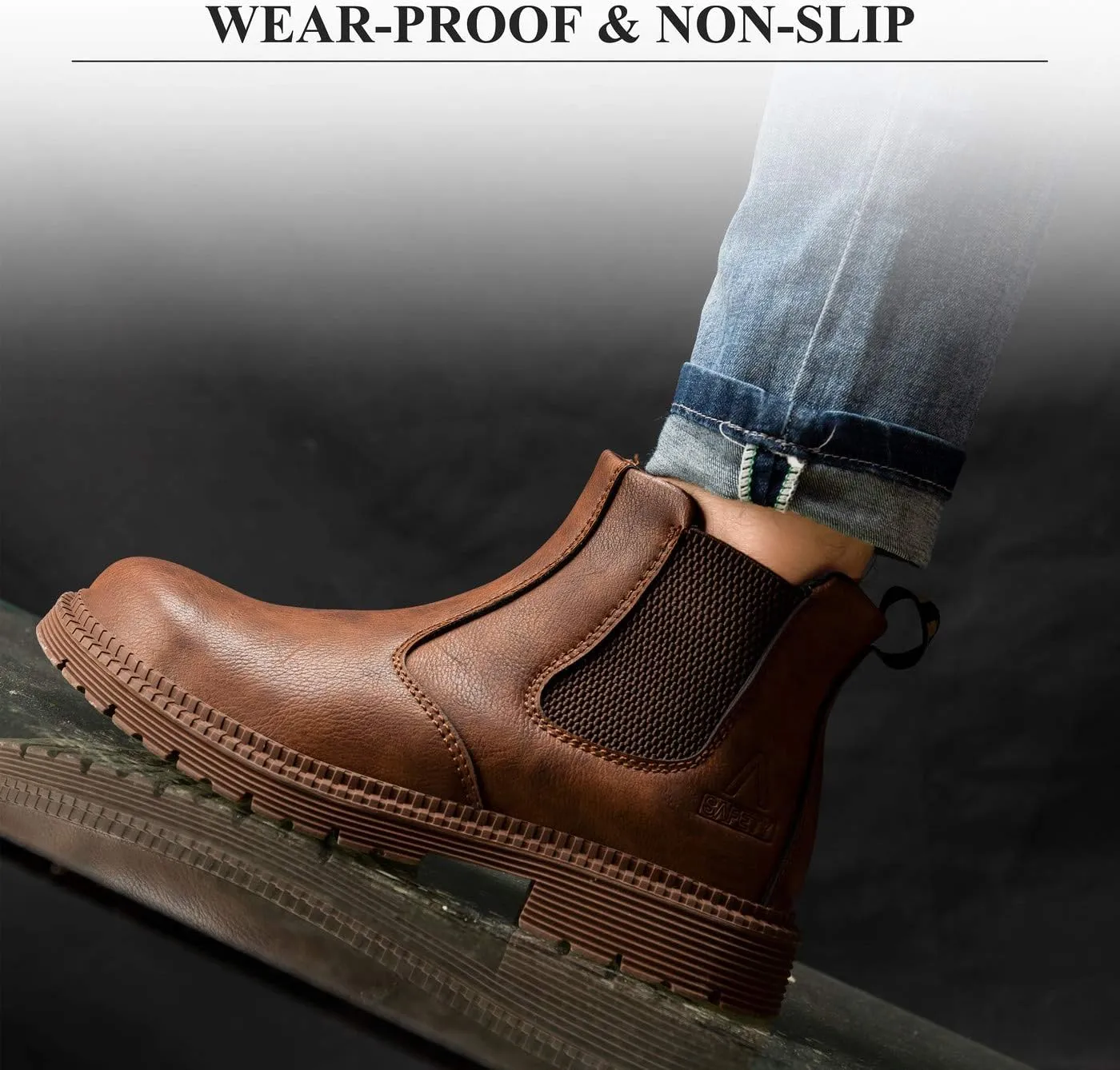 U-lite Steel Toe Safety Work Shoes for Men, Water-Proof Puncture-Proof Durable Indestructible Industrial Construction Outdoor Boots