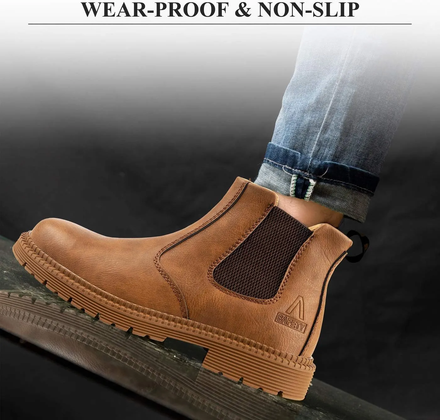 U-lite Steel Toe Safety Work Shoes for Men, Water-Proof Puncture-Proof Durable Indestructible Industrial Construction Outdoor Boots