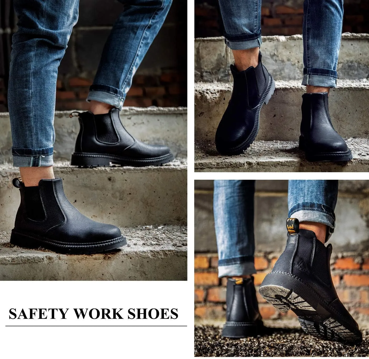 U-lite Steel Toe Safety Work Shoes for Men, Water-Proof Puncture-Proof Durable Indestructible Industrial Construction Outdoor Boots