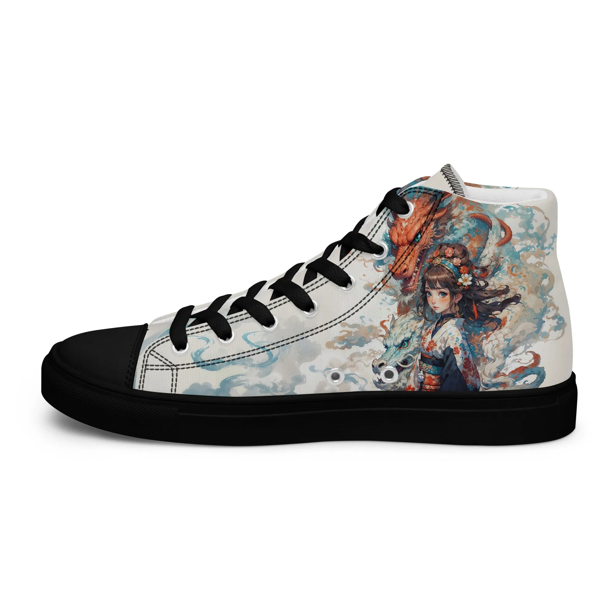 Unisex high top canvas shoes - Two Dragons