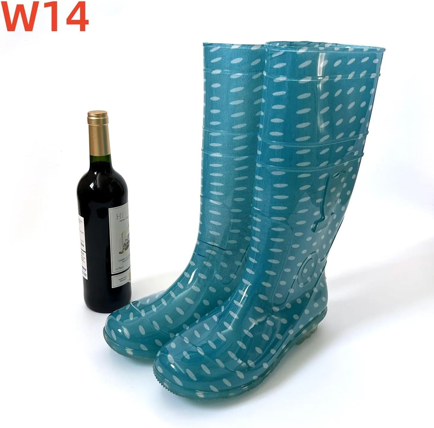Unisex Plus Size Rain Boots - High Boot Knee-High Waterproof Non-Slip Mud Boots, Wide Calf Durable Garden Outdoor Work Shoes for Women & Men, Sizes 12, 13, 14, 14-Inch High Cut, Blue and Black