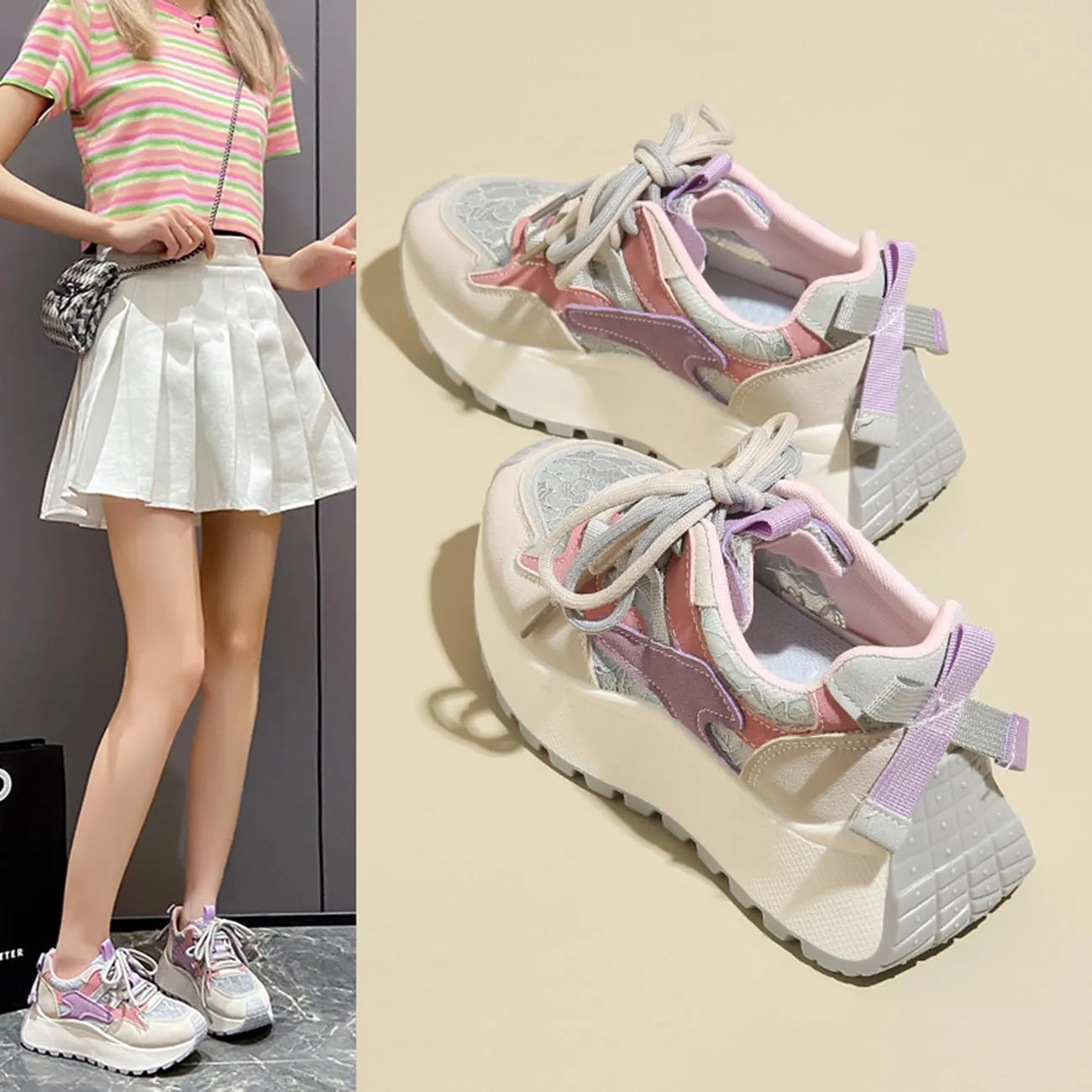 Walking Shoes Women Fashion Colorful Platform Sneakers Non-Slip Breathable Athletic Shoes for Everyday