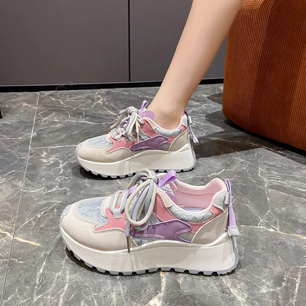 Walking Shoes Women Fashion Colorful Platform Sneakers Non-Slip Breathable Athletic Shoes for Everyday