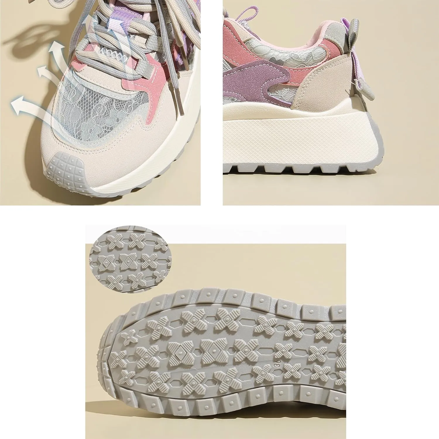 Walking Shoes Women Fashion Colorful Platform Sneakers Non-Slip Breathable Athletic Shoes for Everyday
