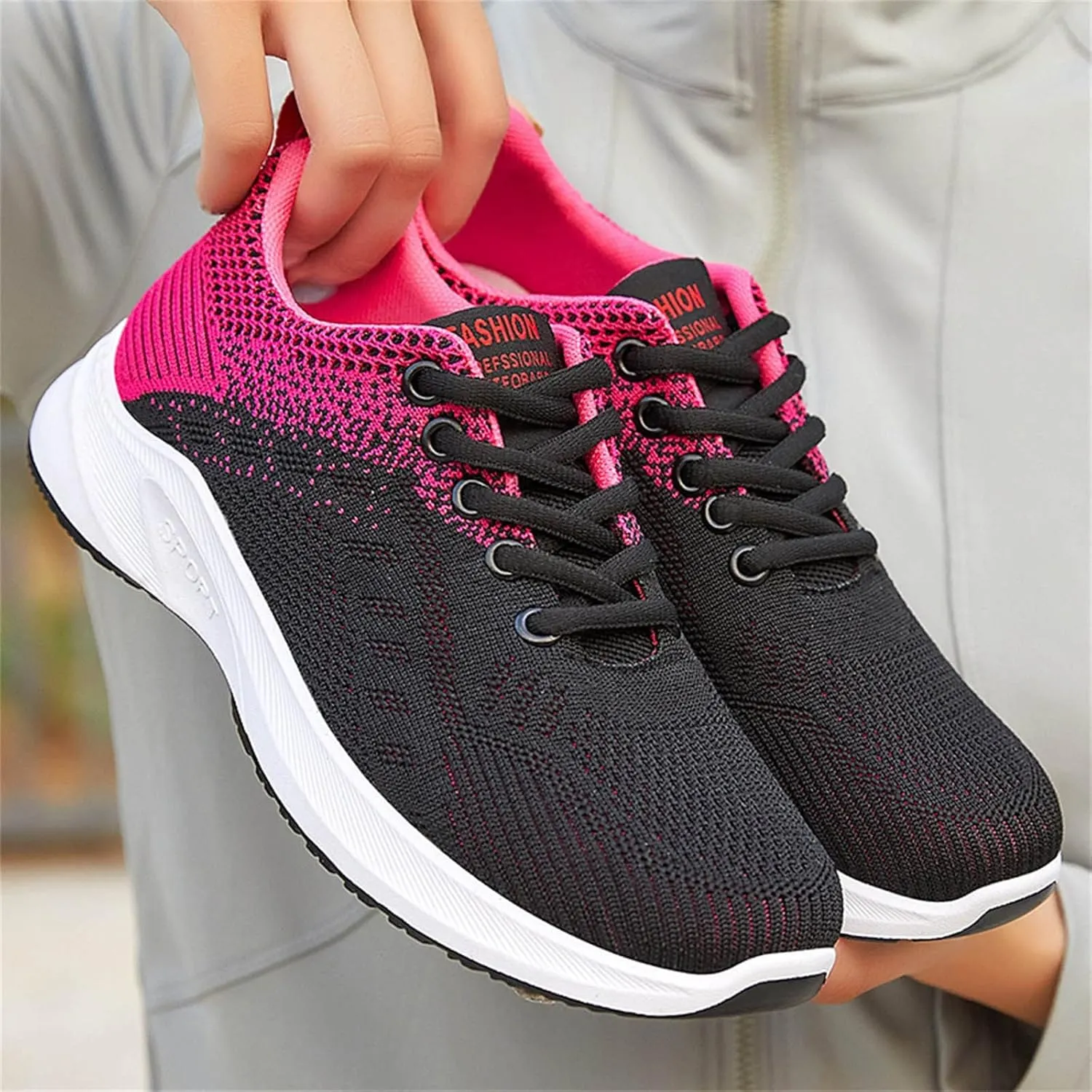 Walking Sneakers for Women Colorblock Mesh Lace Up Shoes Lightweigh Breathable Running Walking Workout Tennis Shoes