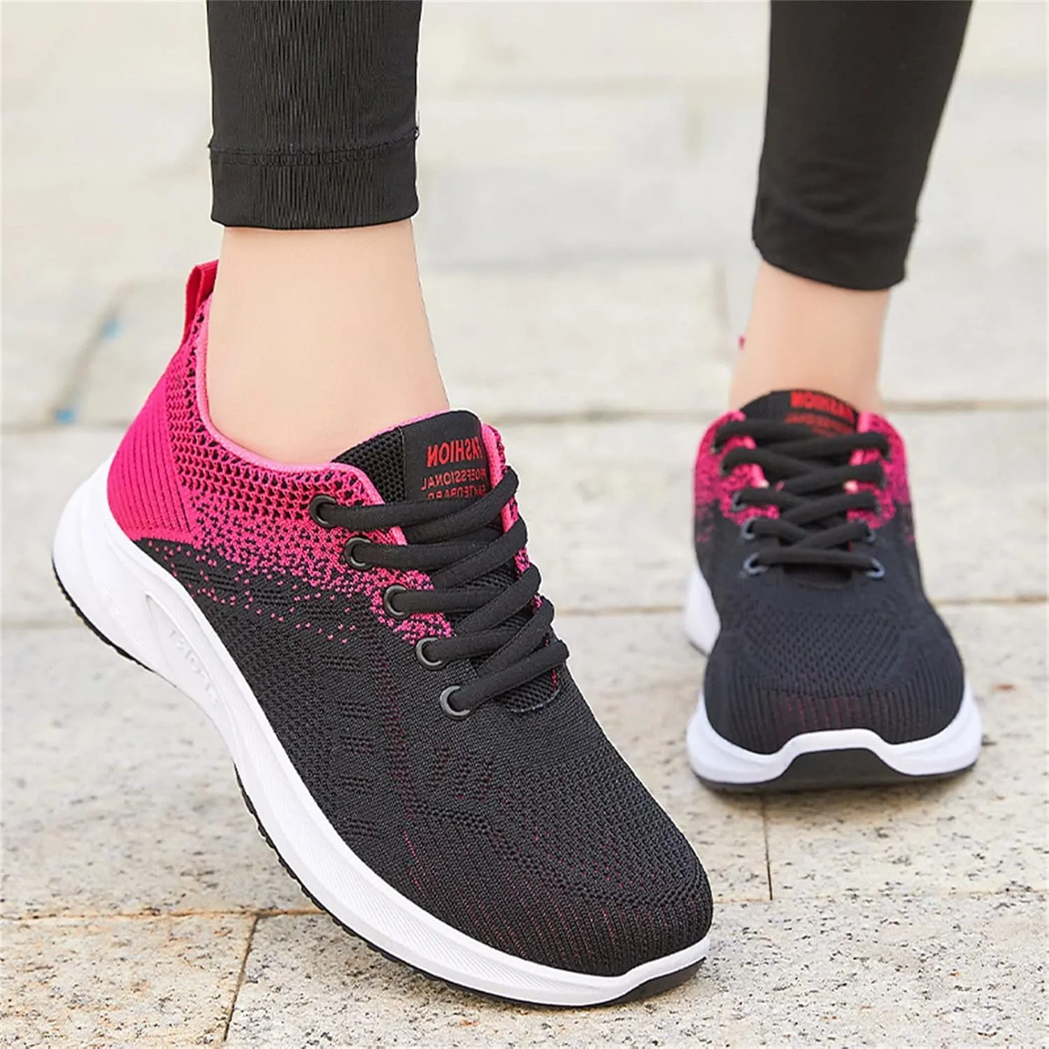 Walking Sneakers for Women Colorblock Mesh Lace Up Shoes Lightweigh Breathable Running Walking Workout Tennis Shoes