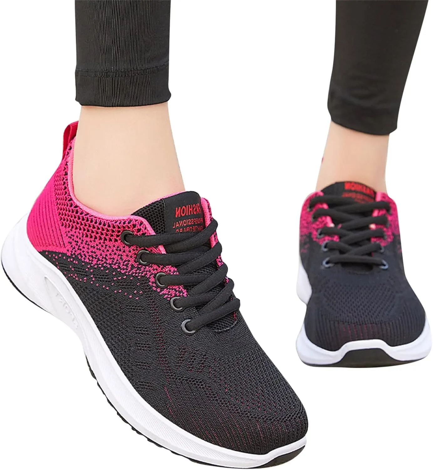 Walking Sneakers for Women Colorblock Mesh Lace Up Shoes Lightweigh Breathable Running Walking Workout Tennis Shoes