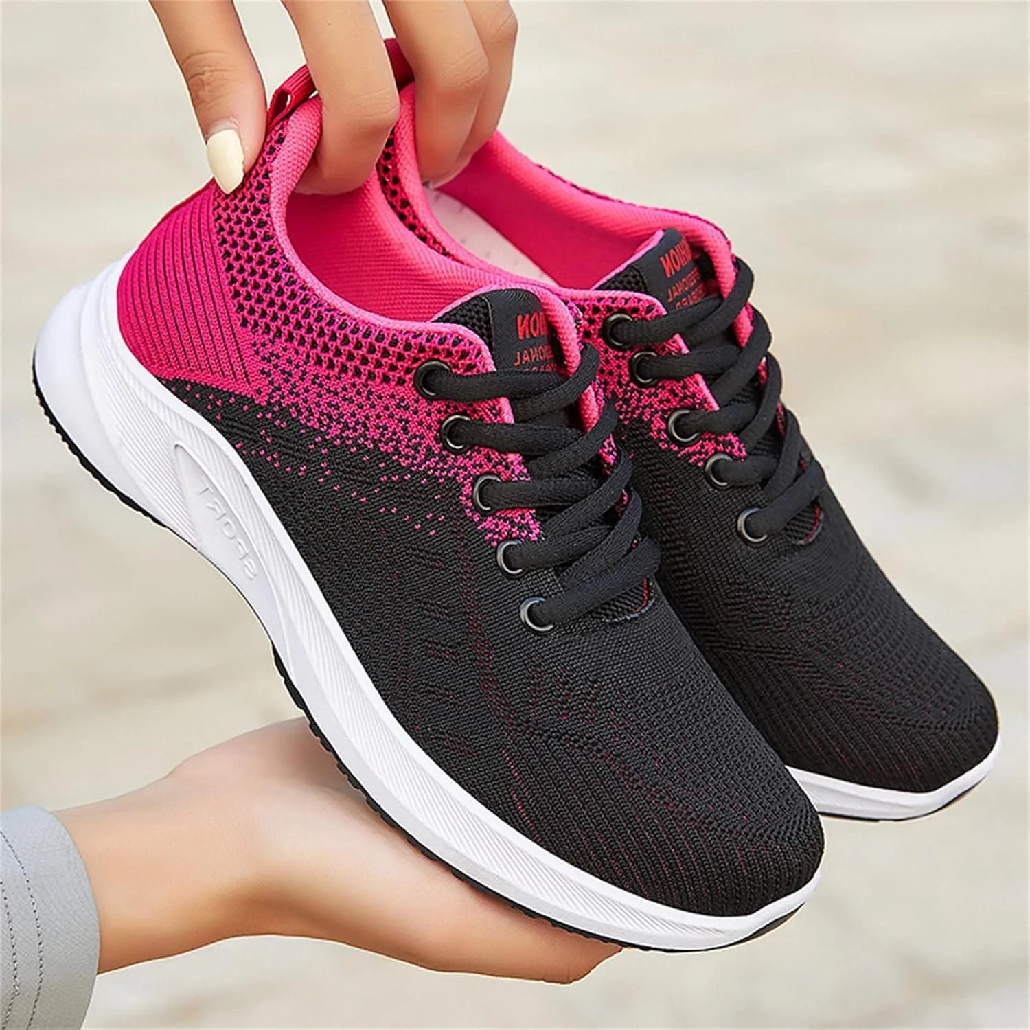 Walking Sneakers for Women Colorblock Mesh Lace Up Shoes Lightweigh Breathable Running Walking Workout Tennis Shoes