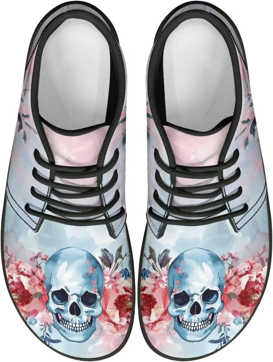 Wide Toe Skull Print Barefoot Shoes for Men - Cross Training Running Shoes with Rubber Sole