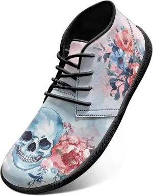 Wide Toe Skull Print Barefoot Shoes for Men - Cross Training Running Shoes with Rubber Sole