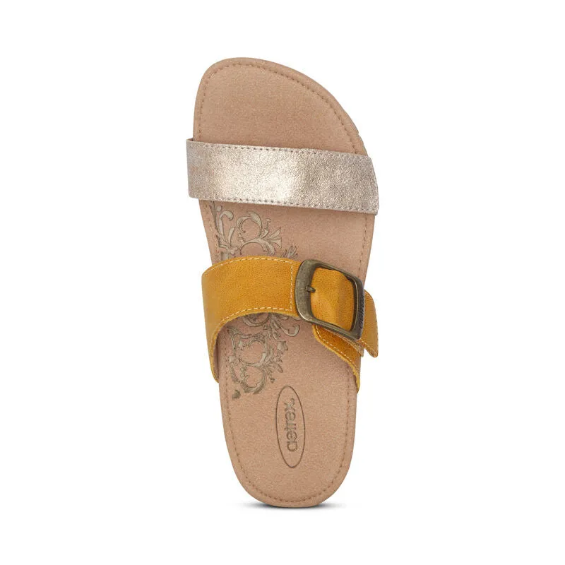 WOMEN'S AETREX DAISY ADJUSTABLE SLIDE | SUNFLOWER