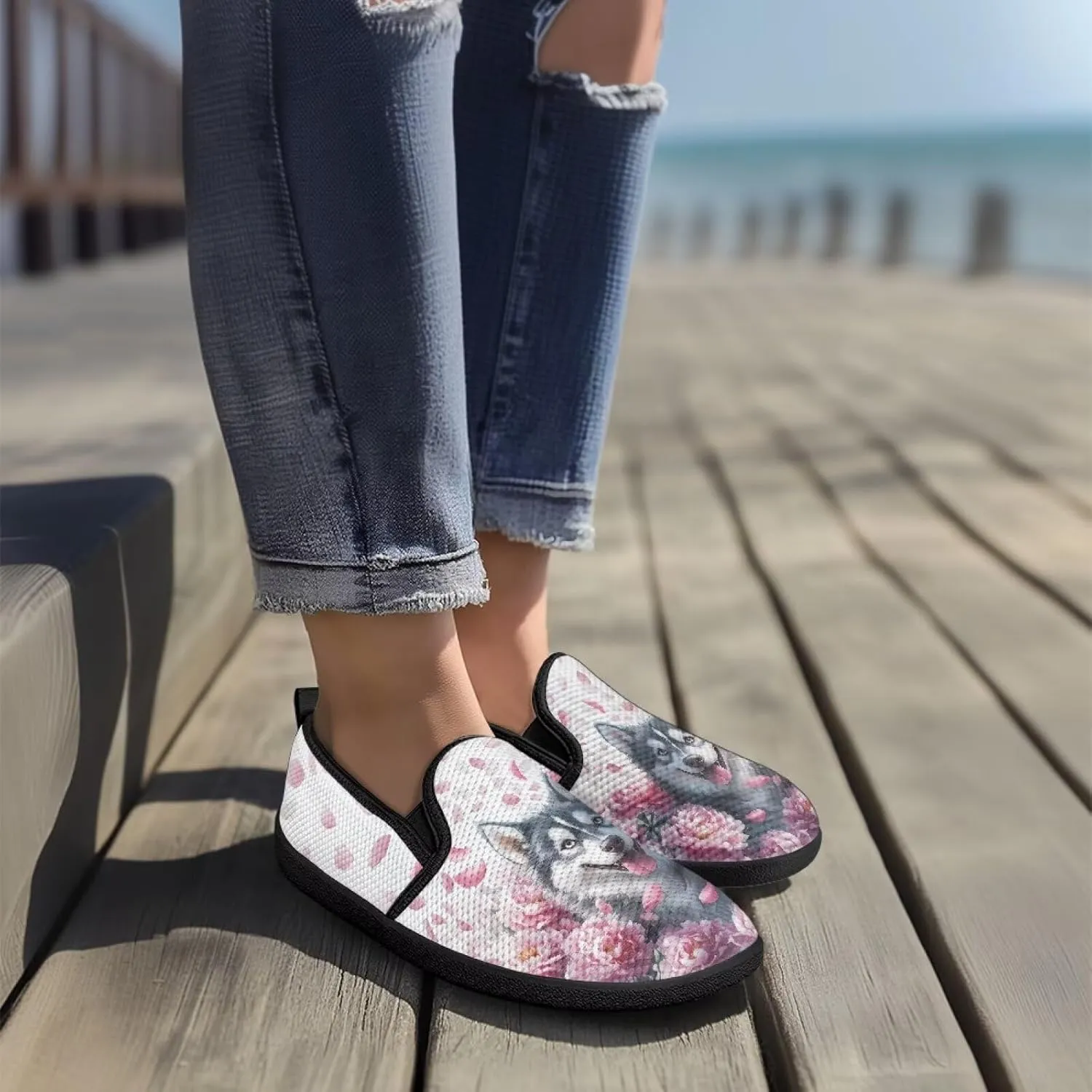 Women's Art Painted Travel Shoes Shoes Slip On Casual Mesh Loafers Lightweight Comfort Fashion Outdoor Sneaker for Ladies US Size 6-11