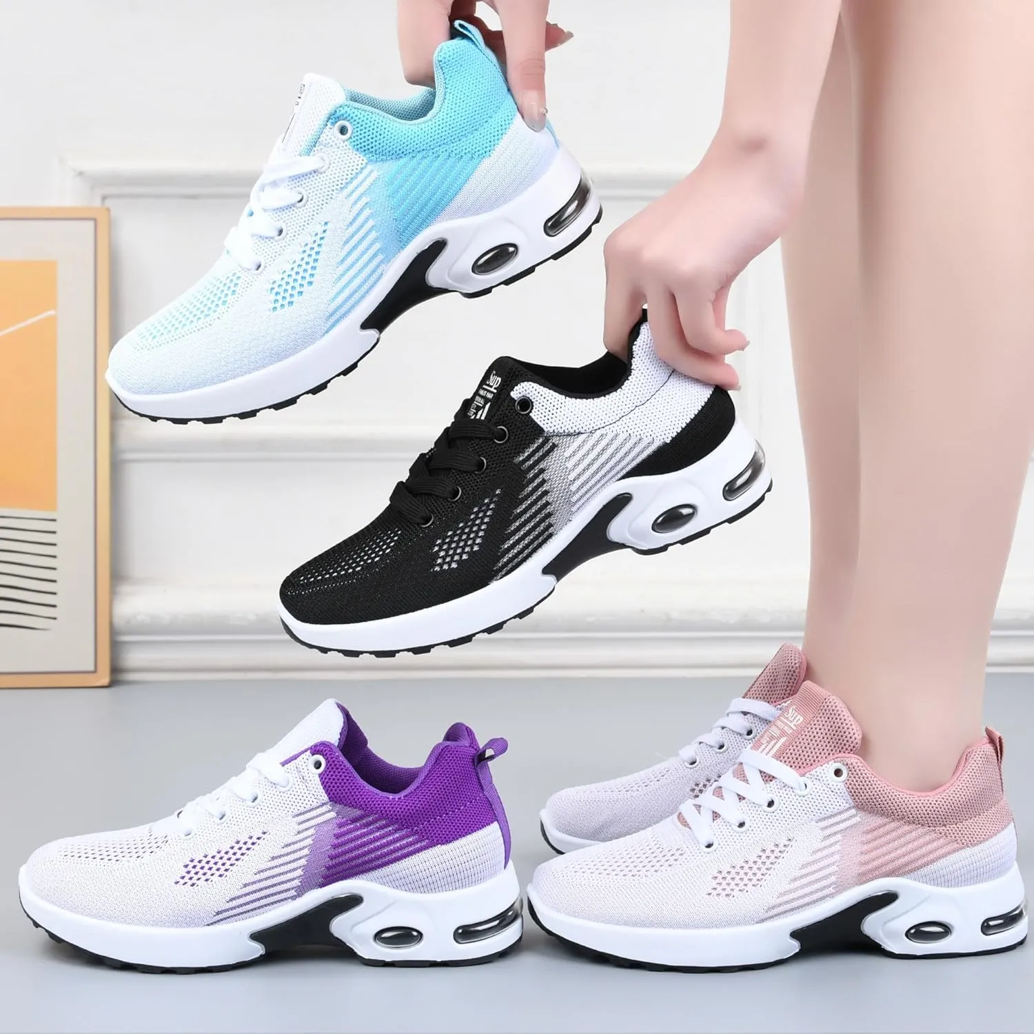 Women's Casual Sneakers  Lightweight, Breathable Non-Slip Walking Shoes for Work, Nursing, Running, and Everyday Use