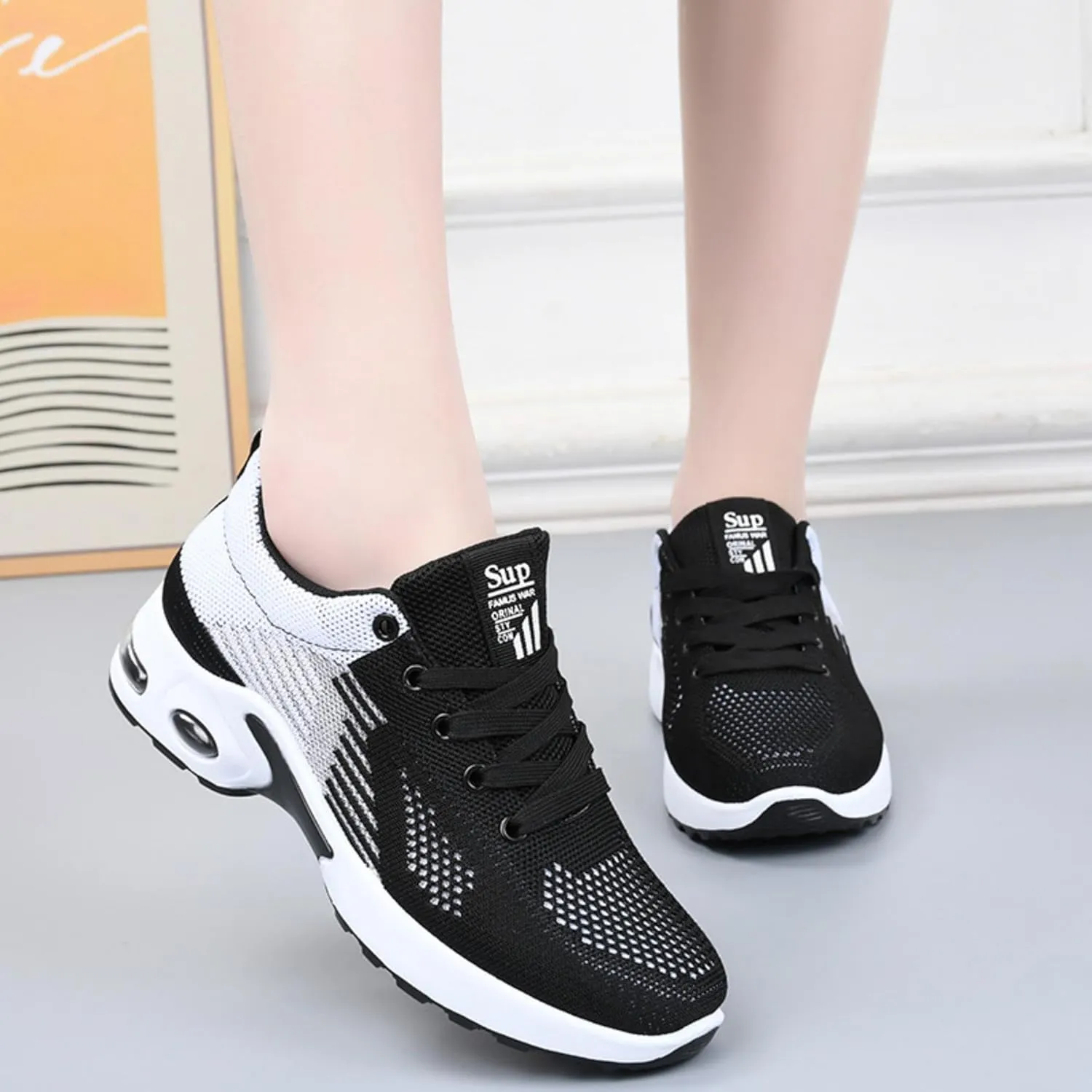 Women's Casual Sneakers  Lightweight, Breathable Non-Slip Walking Shoes for Work, Nursing, Running, and Everyday Use