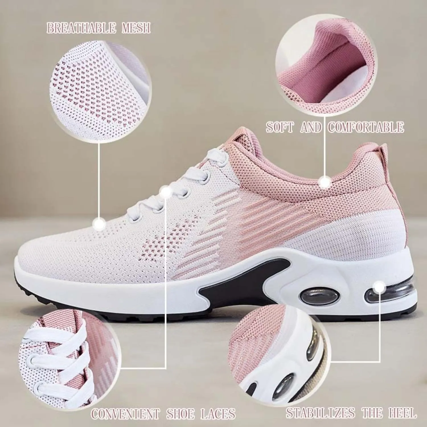Women's Casual Sneakers  Lightweight, Breathable Non-Slip Walking Shoes for Work, Nursing, Running, and Everyday Use