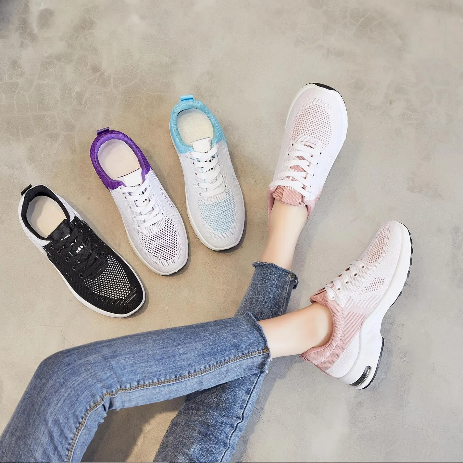 Women's Casual Sneakers  Lightweight, Breathable Non-Slip Walking Shoes for Work, Nursing, Running, and Everyday Use