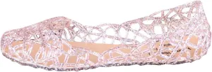 Women's Cut Out Flats Round Toe Slip On Shiny Dress Shoes Soft Comfortable Summer Outdoor Breathable Beach Walking Shoes