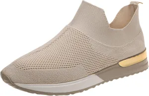 Womens Fashion Sneakers Hollow Sandals Mesh Casual Shoes Platform Walking Sneakers for Women Beige