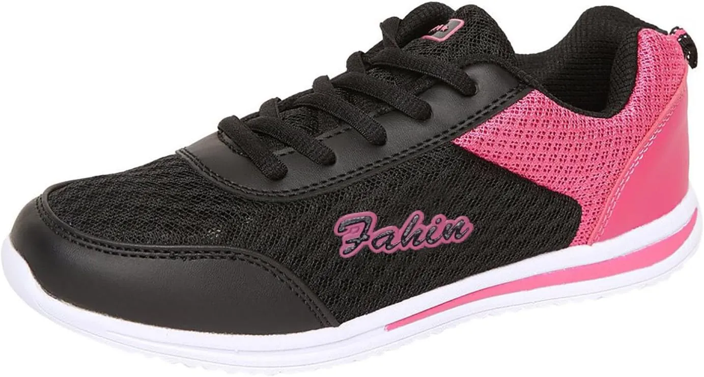 Womens Lace Up Walking Shoes Memory Foam Lightweight Comfort Slip On Shoes Women Workout Casual Black Shoes High Top Sneakers Red Tennis Shoe Trainers Shoe