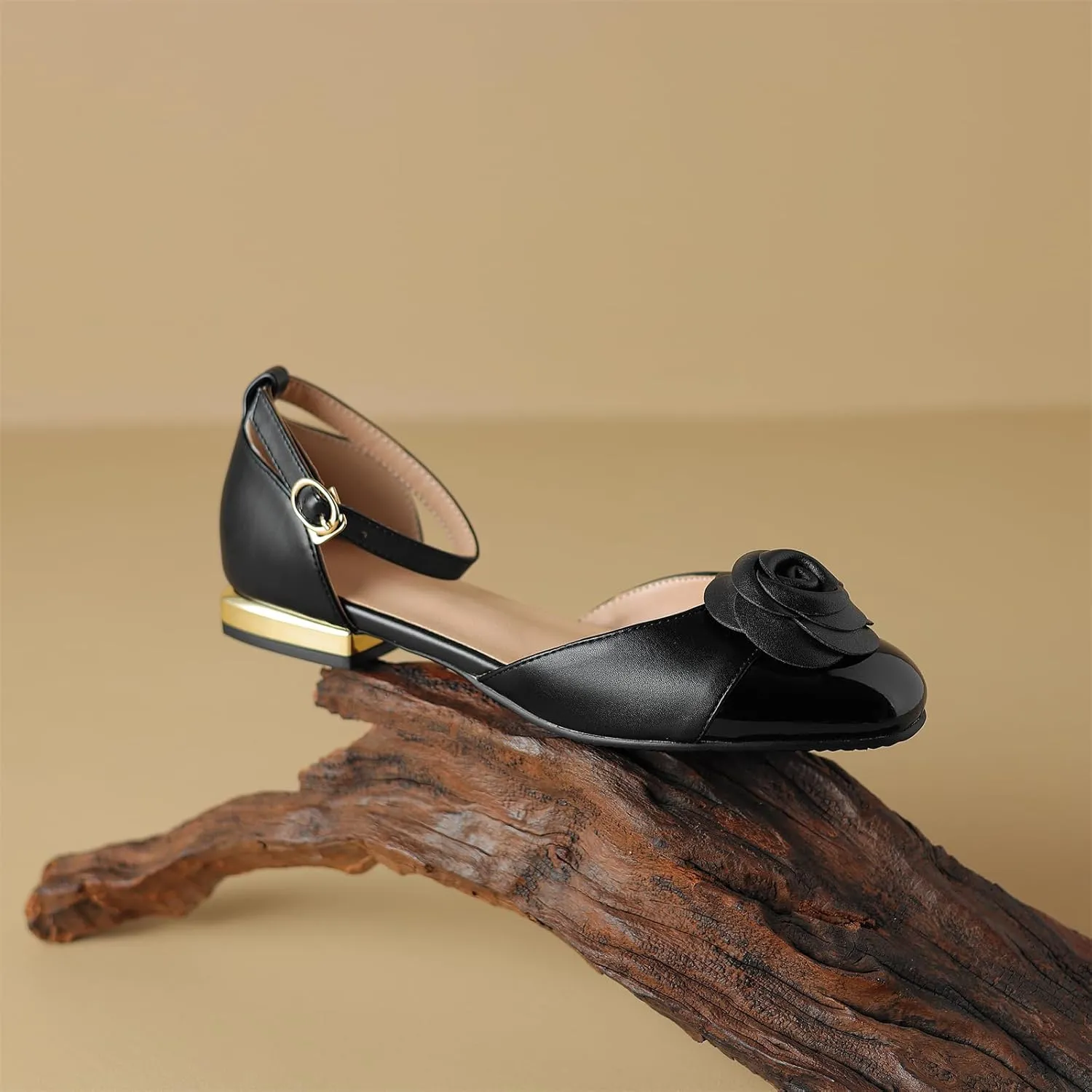 Women's Retro Flower Cap Round Closed Toe Pump Ankle Strap Chunky Low Block Heel Adjustable Buckle D'Orsay Classic Work Office Church Casual Comfort Dress Shoes Business Party Flats