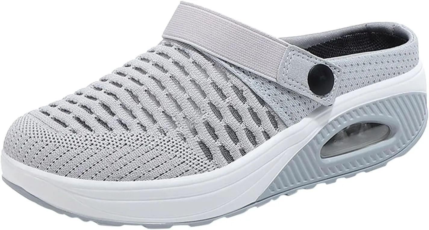 Womens Sandals Air Cushion Mules with Breathable Mesh Adjustable Back Strap Lightweight Platform Clogs for Summer Beach Walking Casual Sandals Outdoor Travel Non Slip Comfort with Arch Support 2025