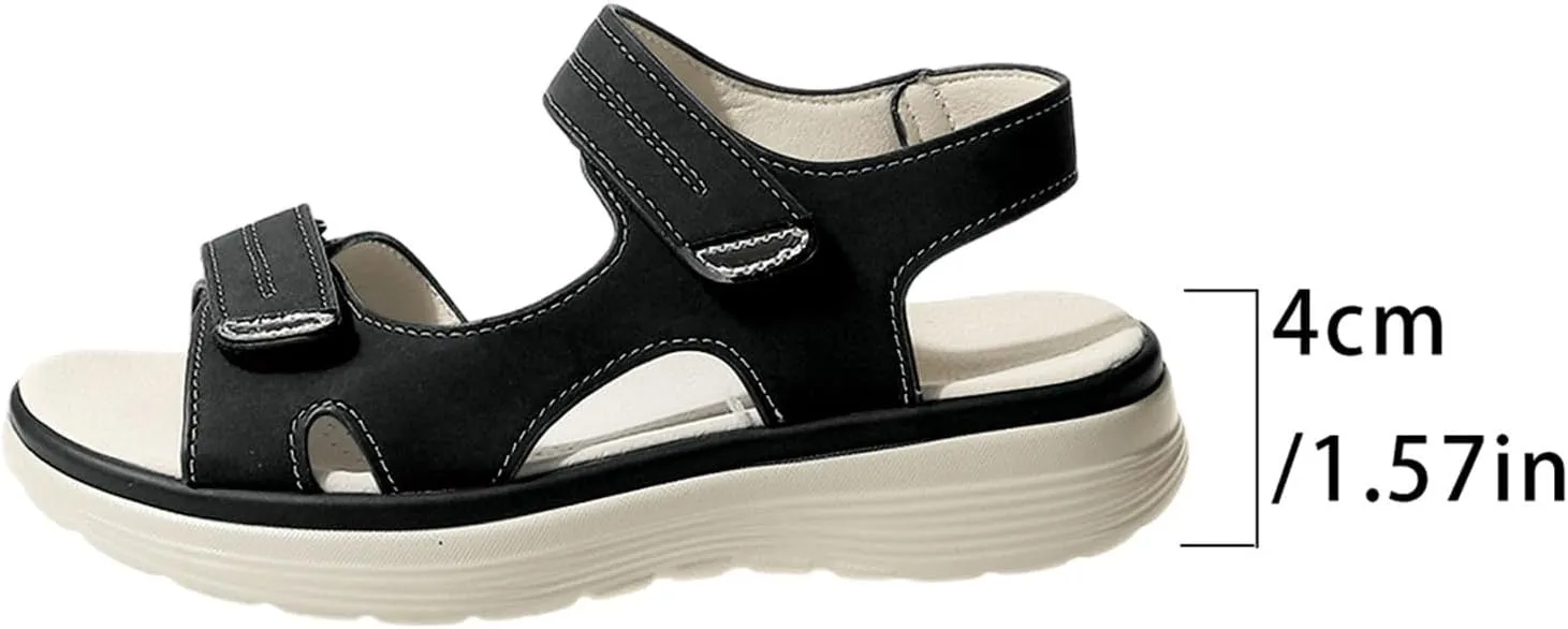 Women's Summer Sandals with Adjustable Strap Low Heel Comfortable Walking Shoes for Casual Outfits and Beach