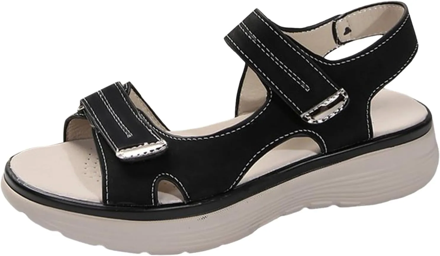 Women's Summer Sandals with Adjustable Strap Low Heel Comfortable Walking Shoes for Casual Outfits and Beach