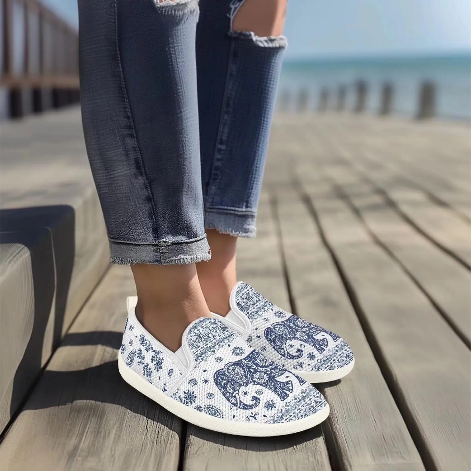 Women's Walking Travel Shoes Slip On Casual Loafers Lightweight Comfort Art Painted Fashion Sneaker for Ladies US Size 6-11