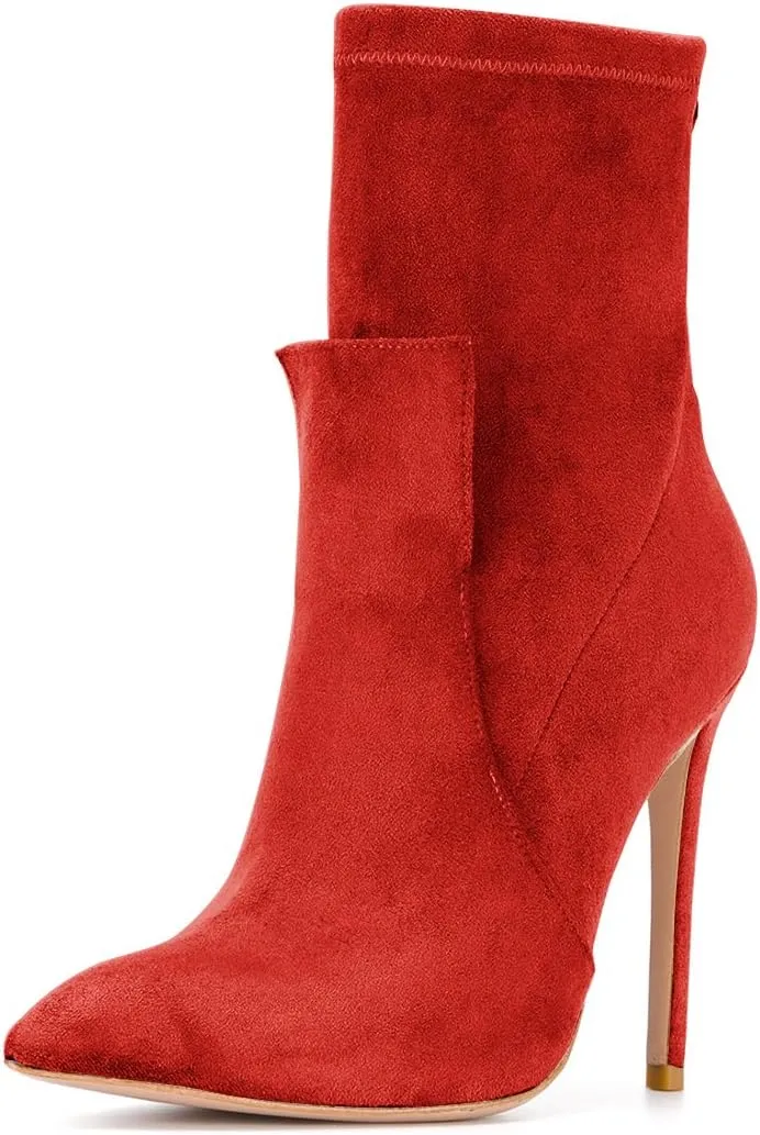 XYD Fashion Closed Pointed Toe Stiletto High Heel Ankle Boots Back Zipper Mid Calf Short Bootie Party Event Chic Shoes