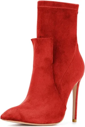 XYD Fashion Closed Pointed Toe Stiletto High Heel Ankle Boots Back Zipper Mid Calf Short Bootie Party Event Chic Shoes