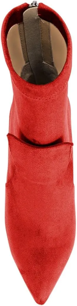 XYD Fashion Closed Pointed Toe Stiletto High Heel Ankle Boots Back Zipper Mid Calf Short Bootie Party Event Chic Shoes