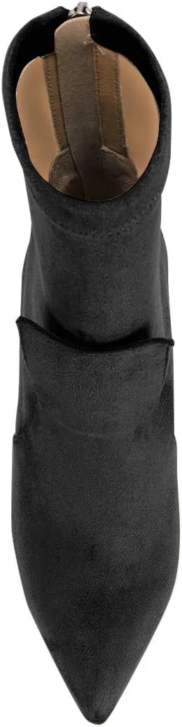XYD Fashion Closed Pointed Toe Stiletto High Heel Ankle Boots Back Zipper Mid Calf Short Bootie Party Event Chic Shoes