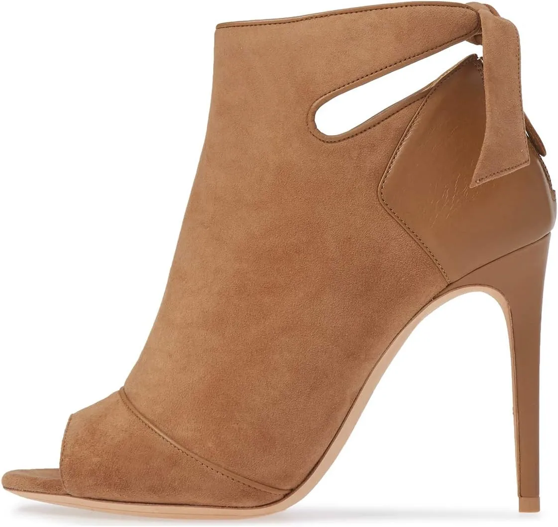 YDN Women High Heel Ankle Boots Chic Open Peep Toe Cut Out Bow Tie Stiletto Booties Shoes Size 4-16 US