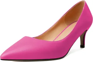 YODEKS Women's Pointed Toe Pumps 2" Kitten Middle Heel Chic Pumps Comfort Slip On Low Heel Dress Pumps Shoes