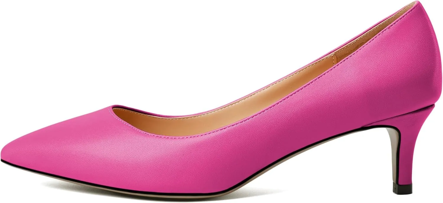 YODEKS Women's Pointed Toe Pumps 2" Kitten Middle Heel Chic Pumps Comfort Slip On Low Heel Dress Pumps Shoes