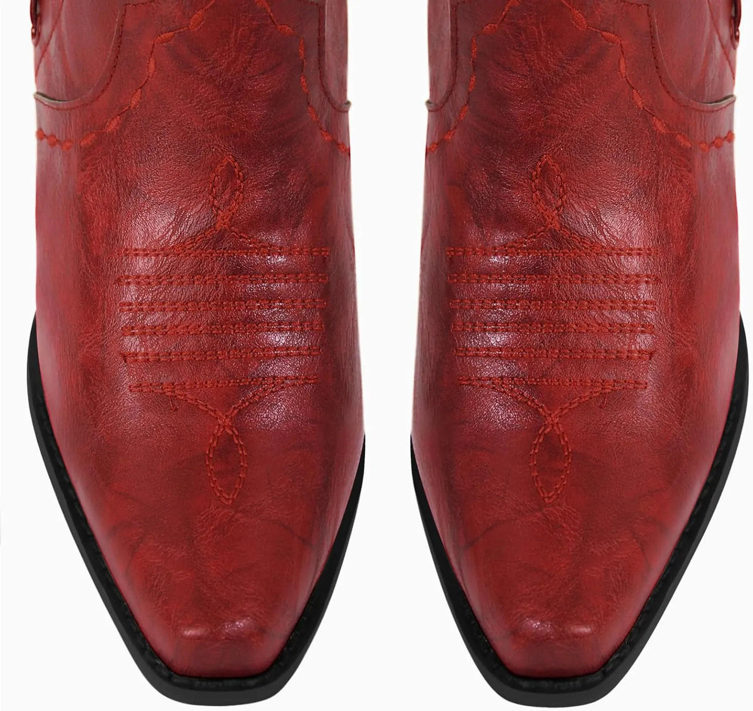Yolkomo Cowboy Boots for Women Wide Calf Embroidered Western Cowgirl Boots Pointed Toe Over-The-Knee High Lace-Up Boots