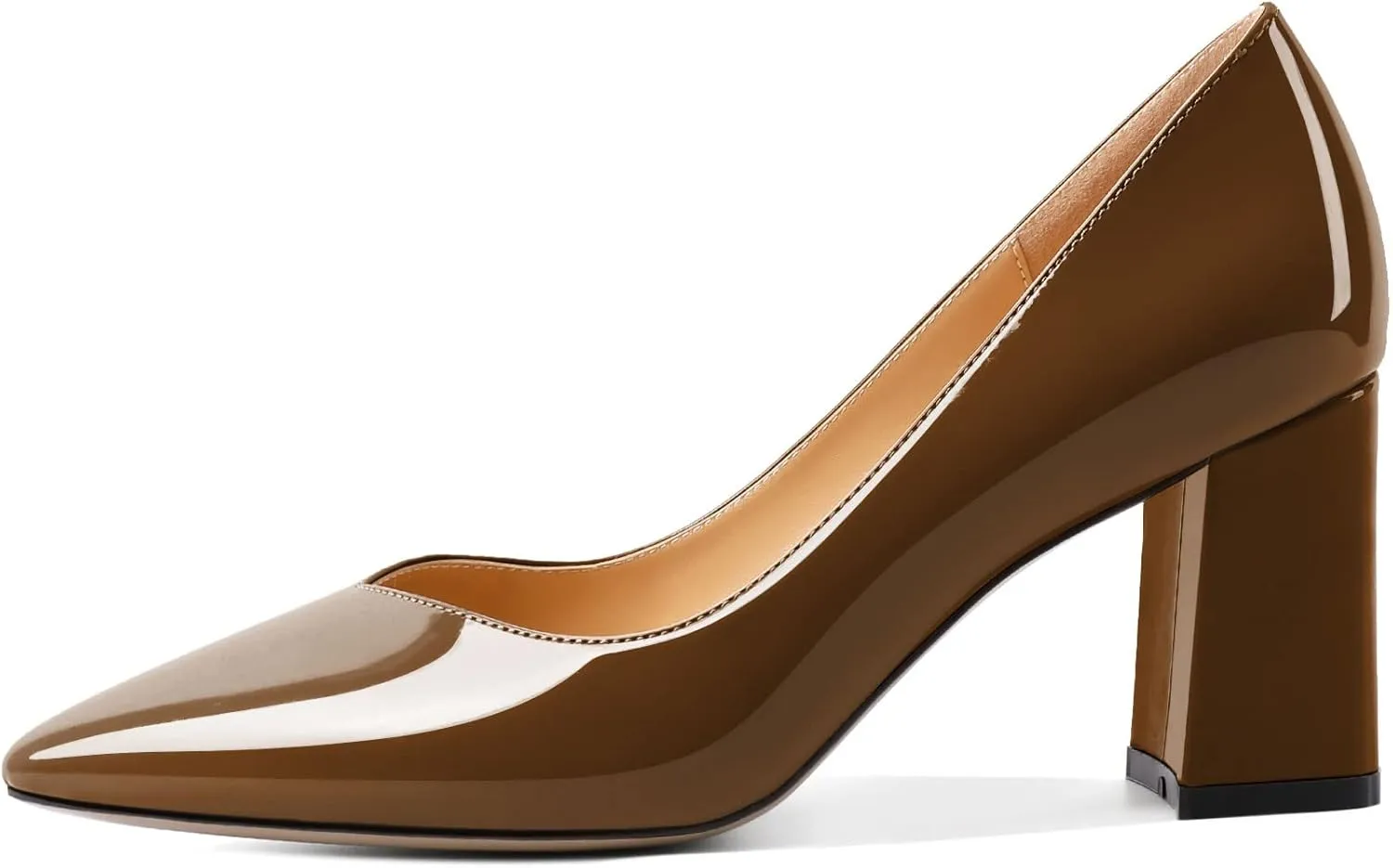 Zamikoo Women Chunky Heel Pumps Block High Heel Slip On Closed Pointed Toe Dress Pumps for Work Casual Daily Life Party Dress