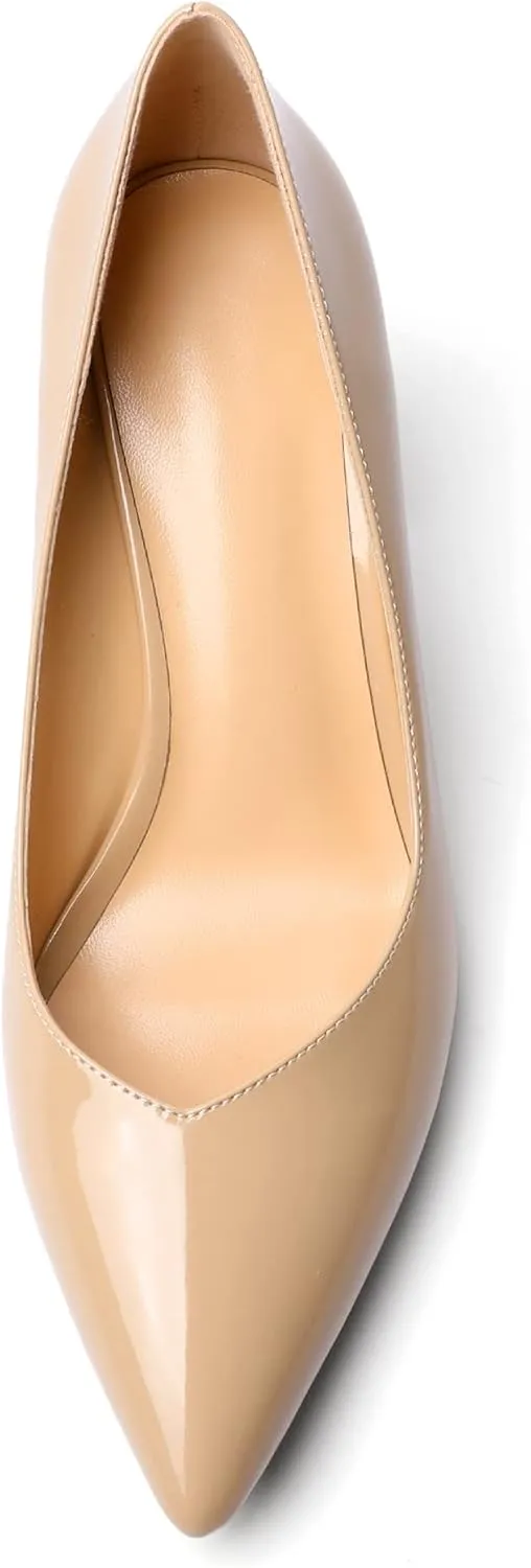 Zamikoo Women Chunky Heel Pumps Block High Heel Slip On Closed Pointed Toe Dress Pumps for Work Casual Daily Life Party Dress