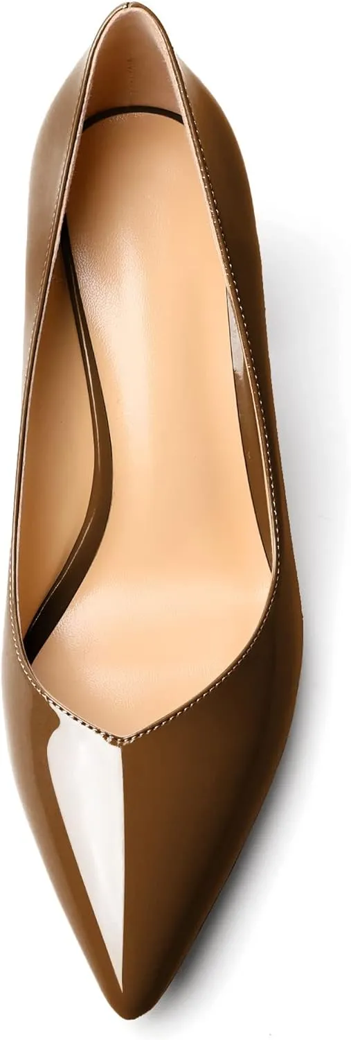 Zamikoo Women Chunky Heel Pumps Block High Heel Slip On Closed Pointed Toe Dress Pumps for Work Casual Daily Life Party Dress
